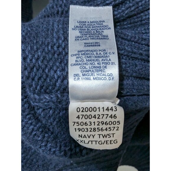 Vintage Chaps Mens XXL Sweater Navy 1/4 Button Elbow Patch Ribbed Hem Neck & Arm - Picture 5 of 12